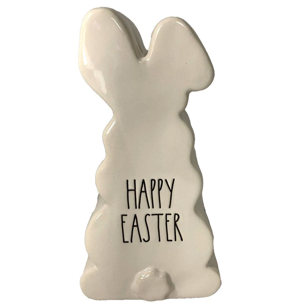 Rae Dunn Happy Easter Bunny Rabbit Figurine Sign Artisan Collection By Magenta - Picture 2 of 12